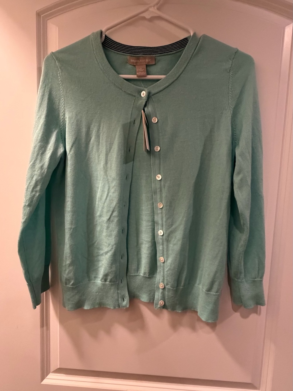 Banana Republic Mint Green Crewneck Button Cardigan